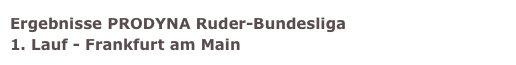 Ergebnisse PRODYNA Ruder-Bundesliga
1. Lauf - Frankfurt am Main